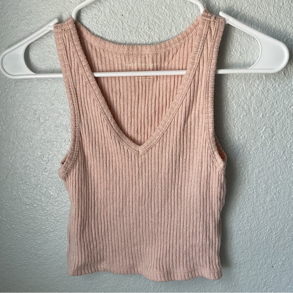 🎁American Eagle Pink Ribbed Tank Top nwot
